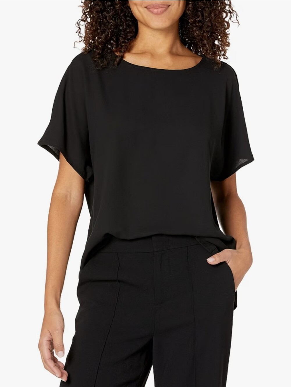 Anne KleinClassic Black Short-Sleeve Women's Top
